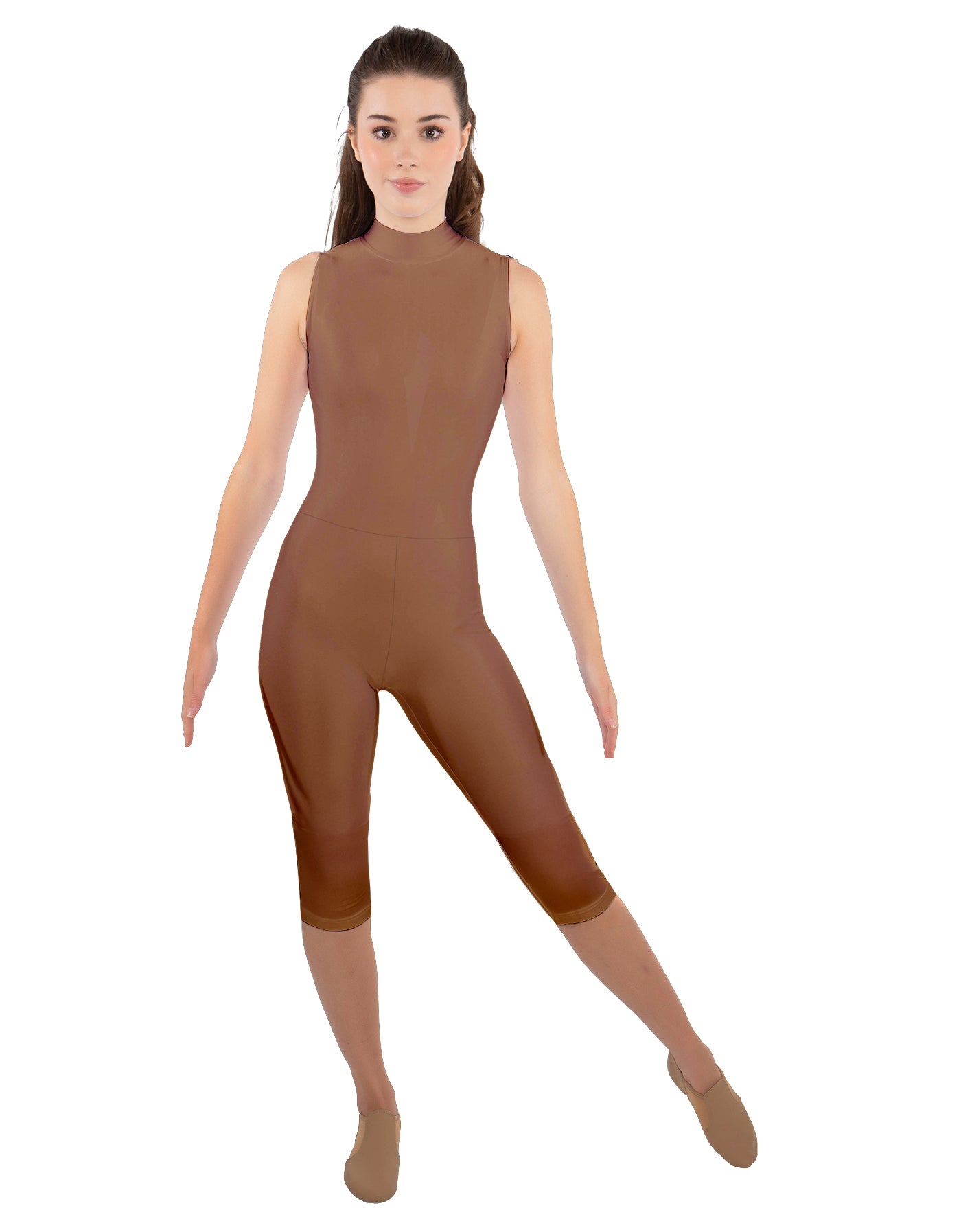 Solid Lycra Sleeveless Keyhole Back Capri