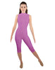 Solid Lycra Sleeveless Keyhole Back Capri