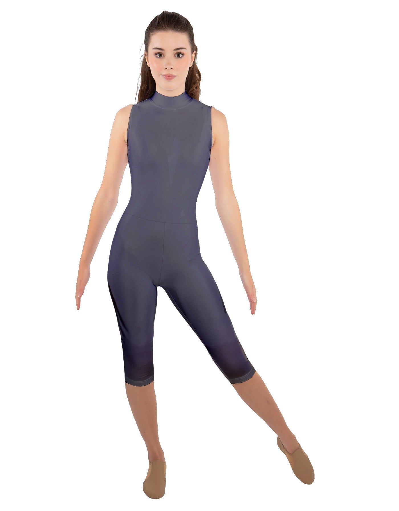 Solid Lycra Sleeveless Keyhole Back Capri