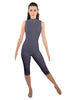 Solid Lycra Sleeveless Keyhole Back Capri