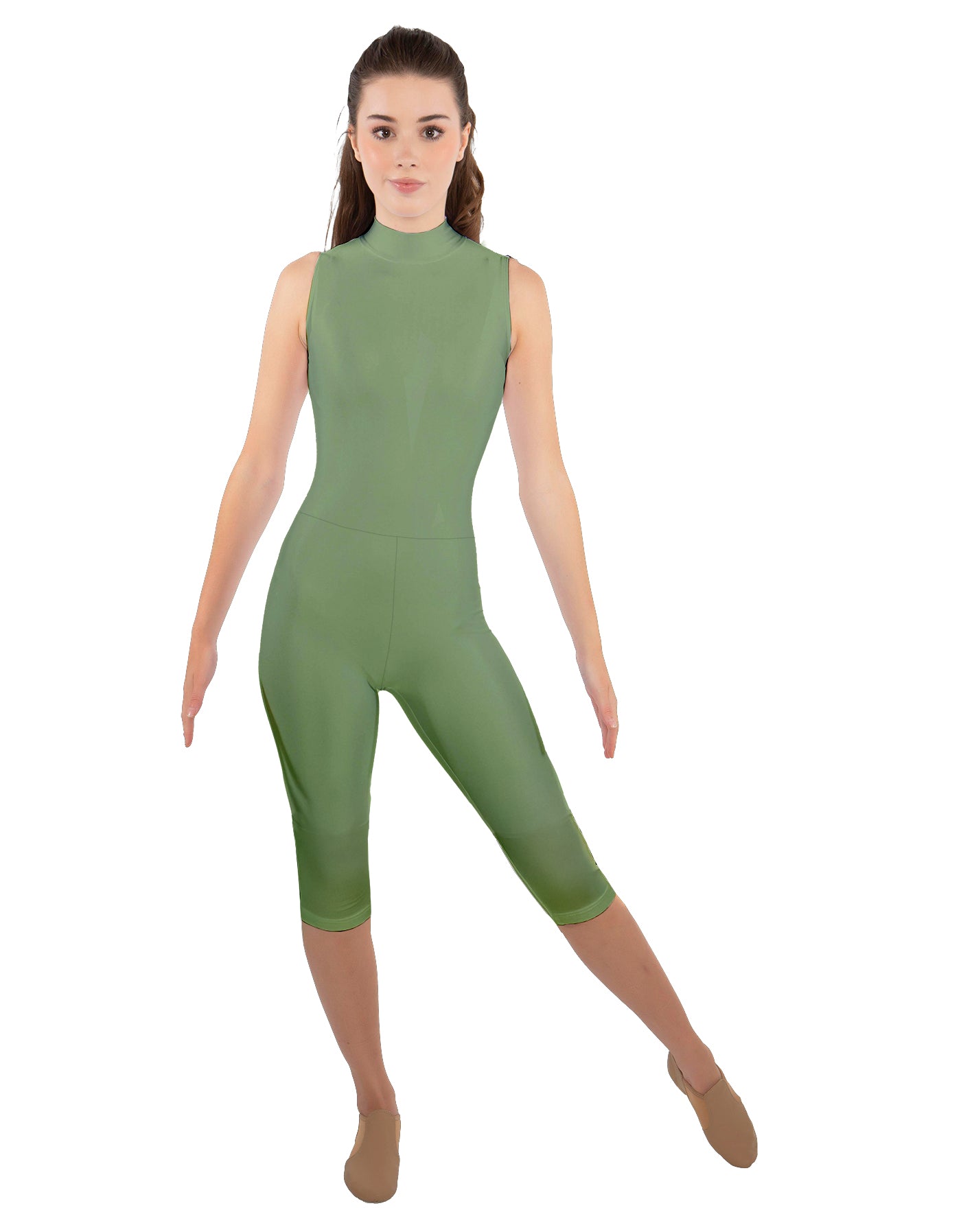 Solid Lycra Sleeveless Keyhole Back Capri