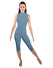 Solid Lycra Sleeveless Keyhole Back Capri