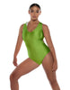 Solid Lycra Keyhole Open Back Leotard with Hood