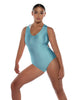Solid Lycra Keyhole Open Back Leotard with Hood