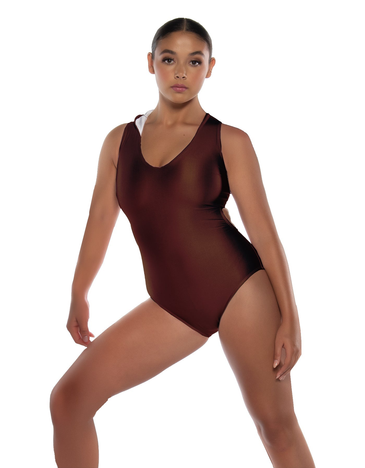 Solid Lycra Keyhole Open Back Leotard with Hood