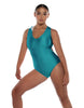 Solid Lycra Keyhole Open Back Leotard with Hood