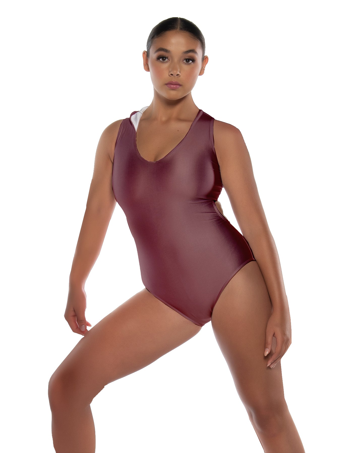 Solid Lycra Keyhole Open Back Leotard with Hood
