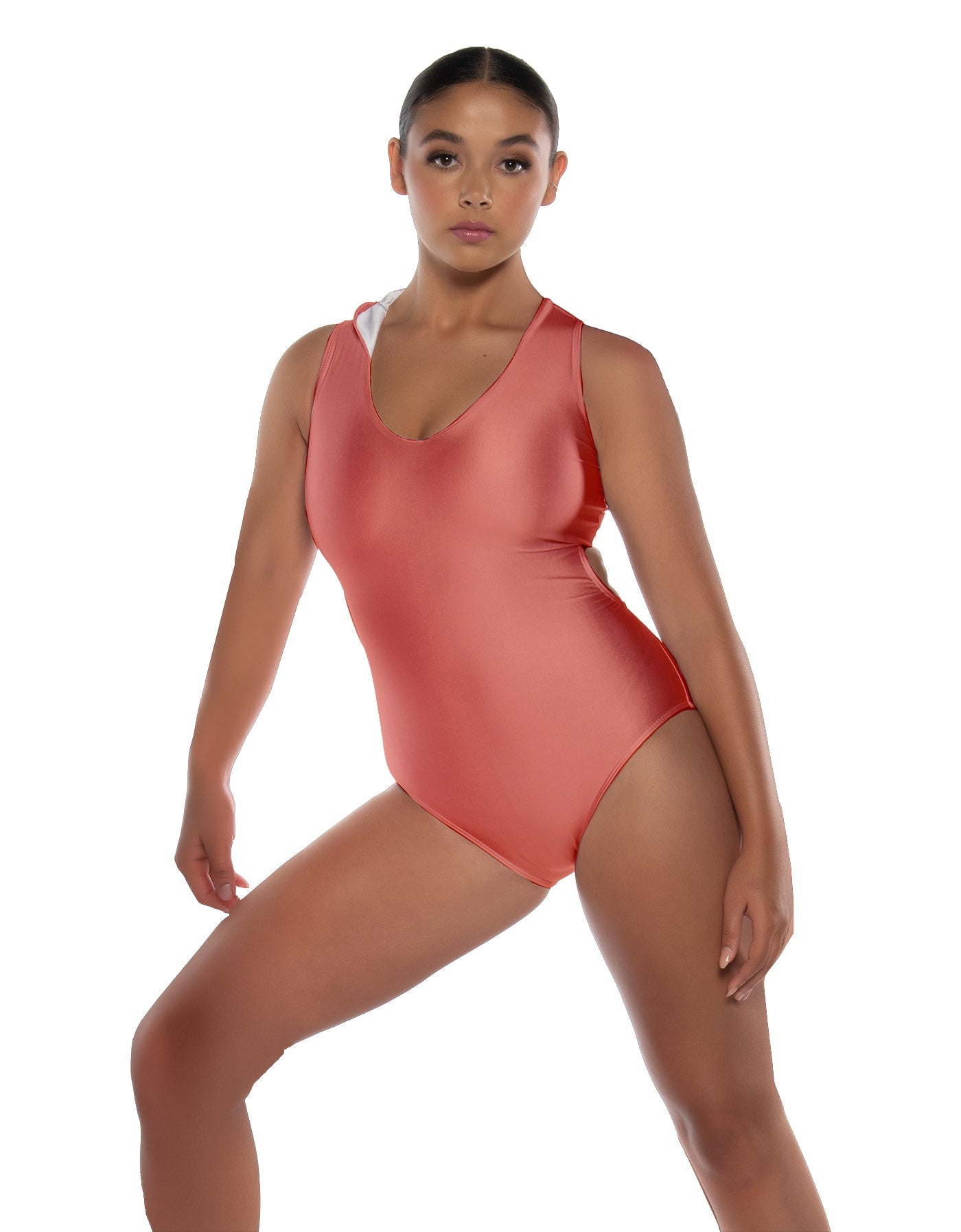 Solid Lycra Keyhole Open Back Leotard with Hood