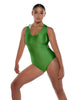 Solid Lycra Keyhole Open Back Leotard with Hood