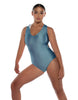 Solid Lycra Keyhole Open Back Leotard with Hood