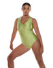 Solid Lycra Keyhole Open Back Leotard with Hood