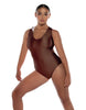 Solid Lycra Keyhole Open Back Leotard with Hood