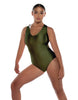 Solid Lycra Keyhole Open Back Leotard with Hood
