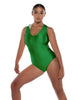 Solid Lycra Keyhole Open Back Leotard with Hood