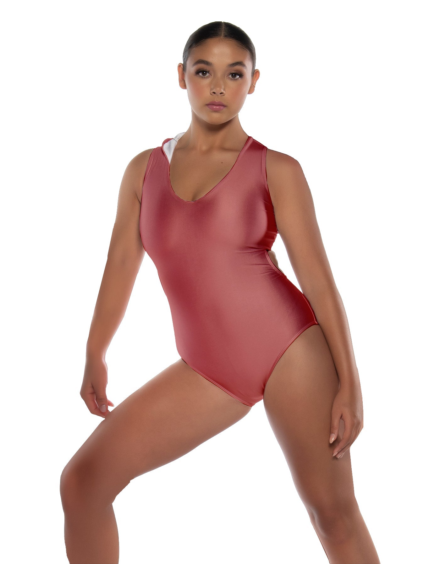 Solid Lycra Keyhole Open Back Leotard with Hood