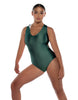 Solid Lycra Keyhole Open Back Leotard with Hood