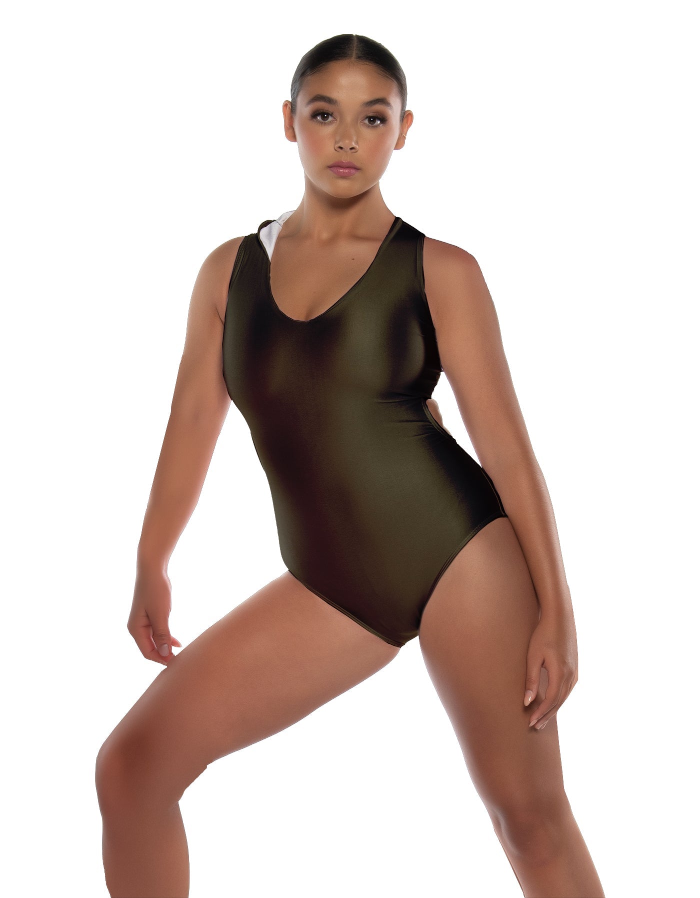 Solid Lycra Keyhole Open Back Leotard with Hood