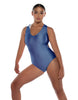 Solid Lycra Keyhole Open Back Leotard with Hood