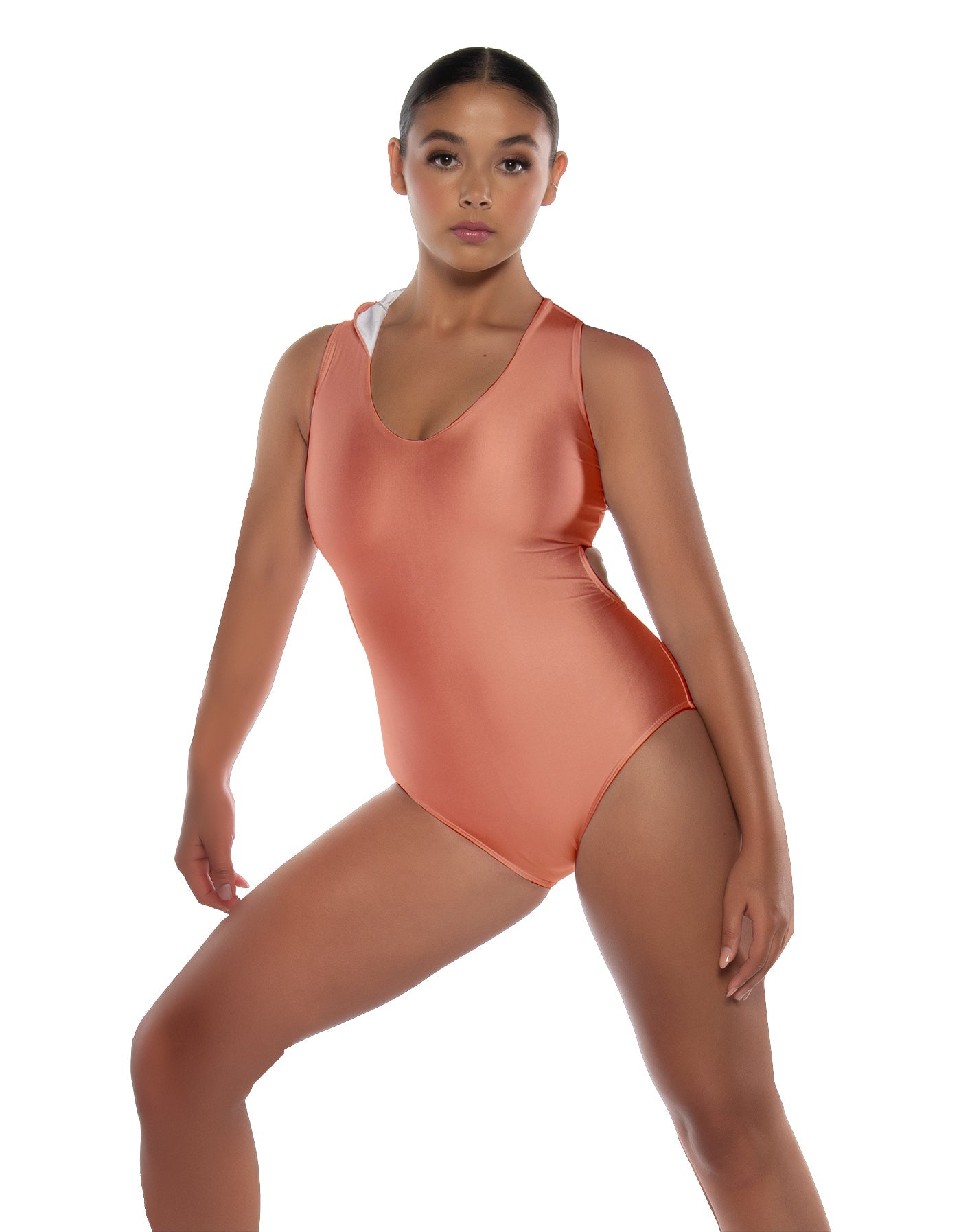 Solid Lycra Keyhole Open Back Leotard with Hood