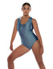 Solid Lycra Keyhole Open Back Leotard with Hood