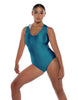 Solid Lycra Keyhole Open Back Leotard with Hood