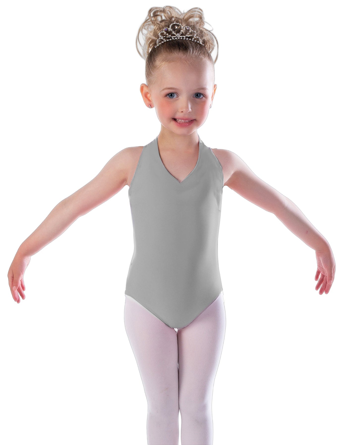 Solid Lycra Vneck Halter Leotard