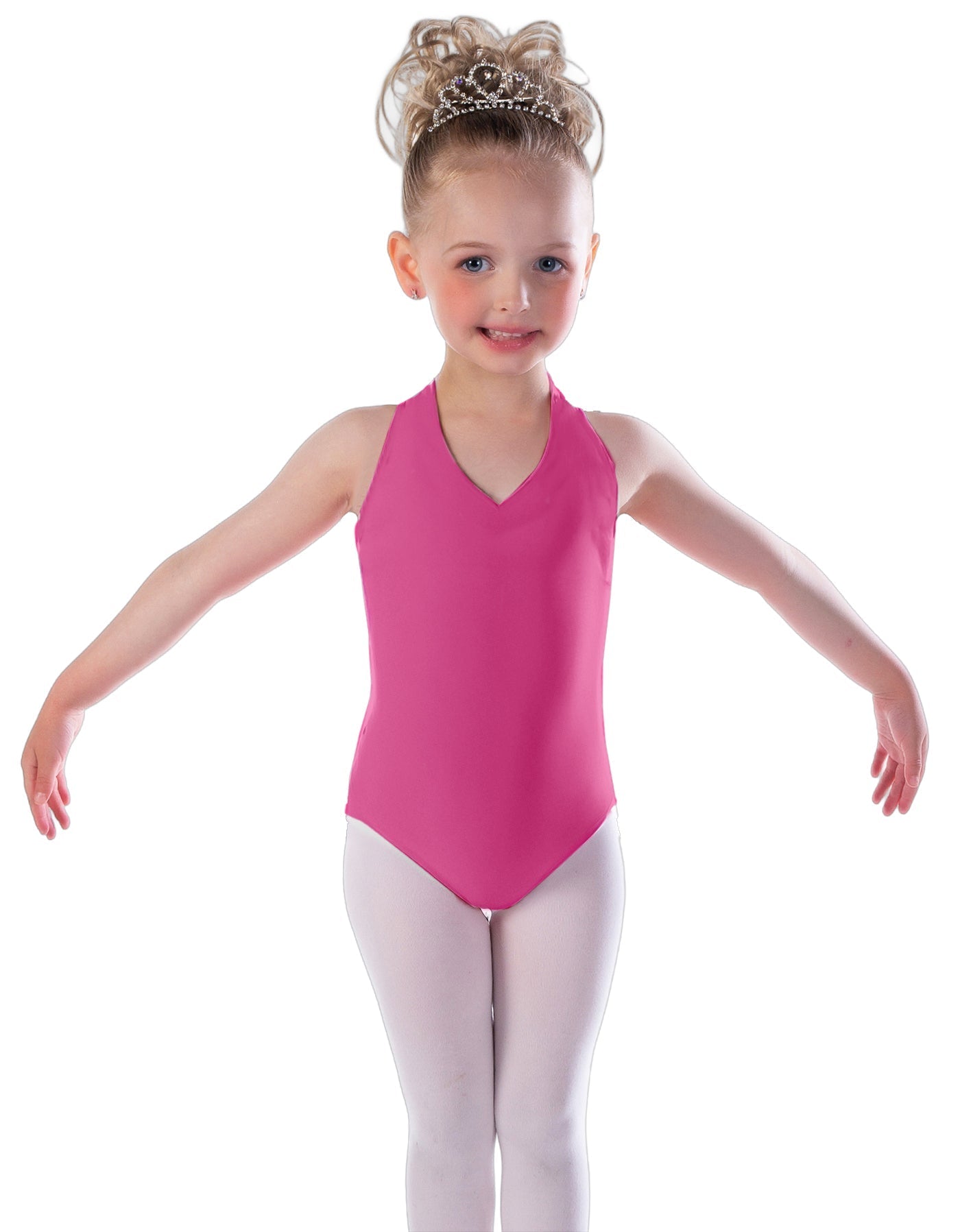 Solid Lycra Vneck Halter Leotard