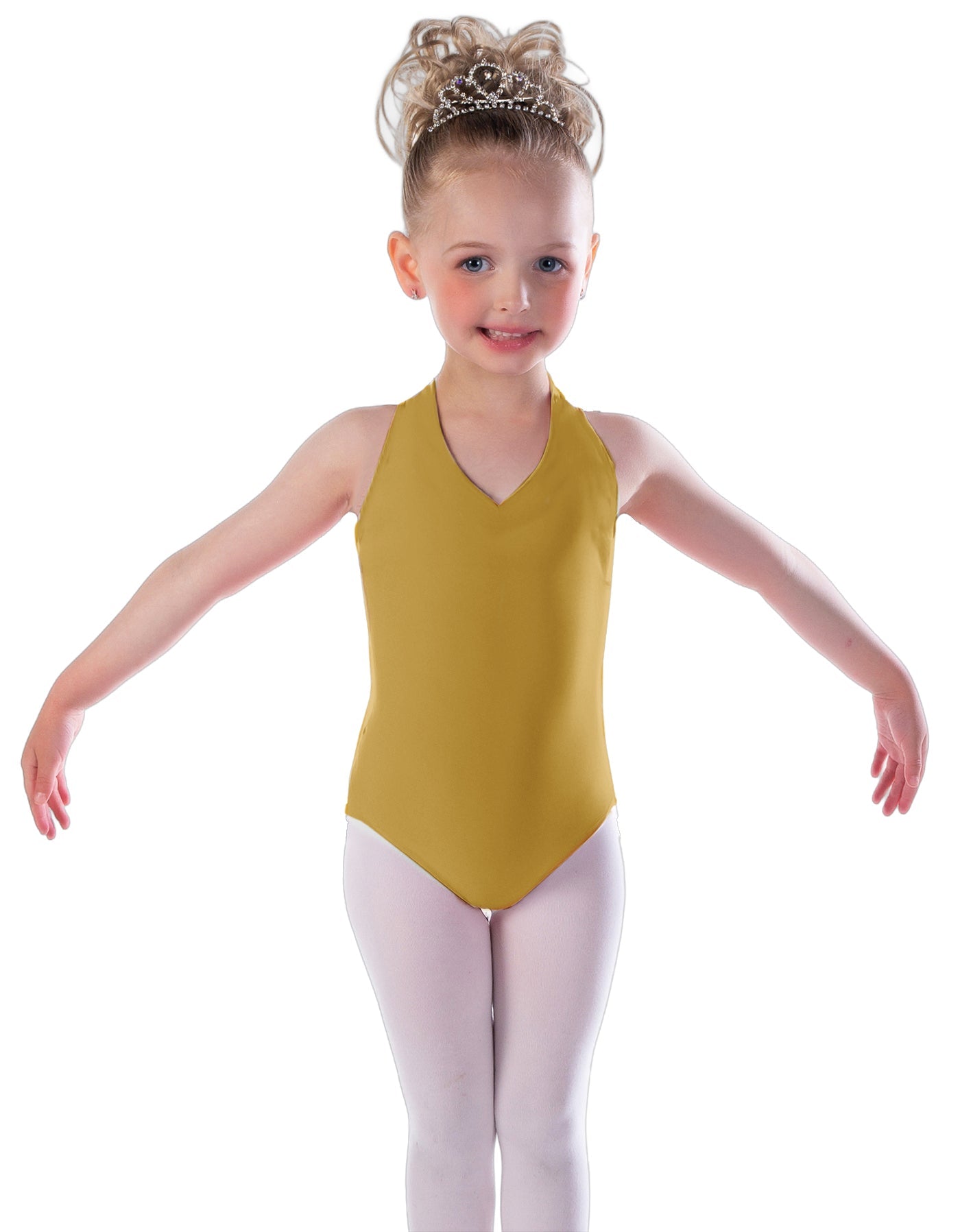 Solid Lycra Vneck Halter Leotard