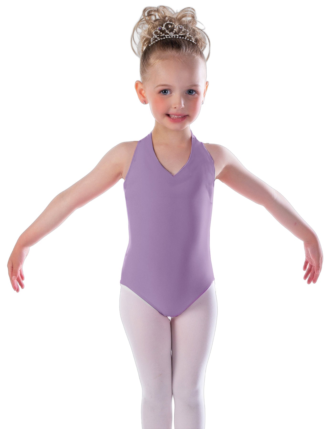 Solid Lycra Vneck Halter Leotard