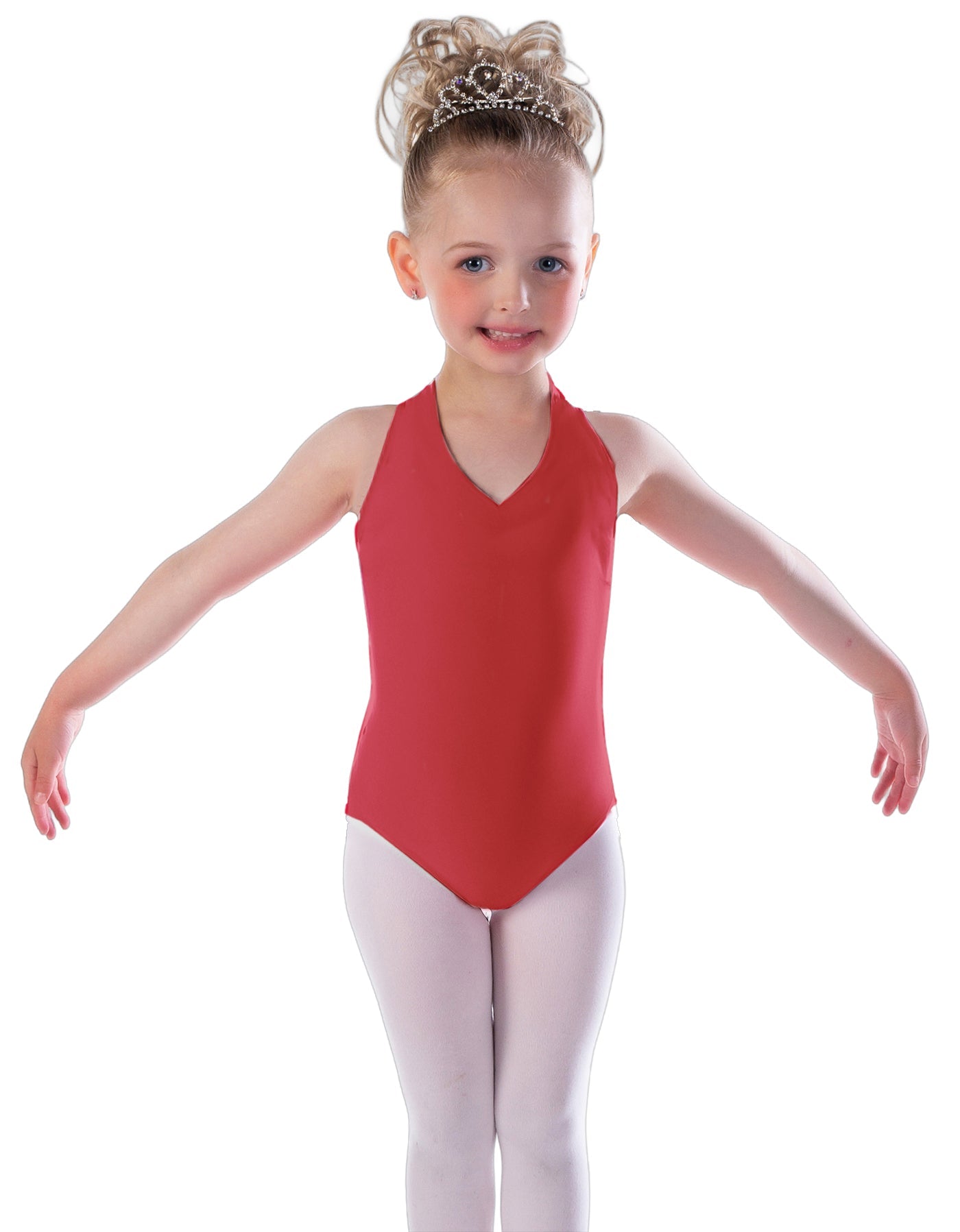 Solid Lycra Vneck Halter Leotard