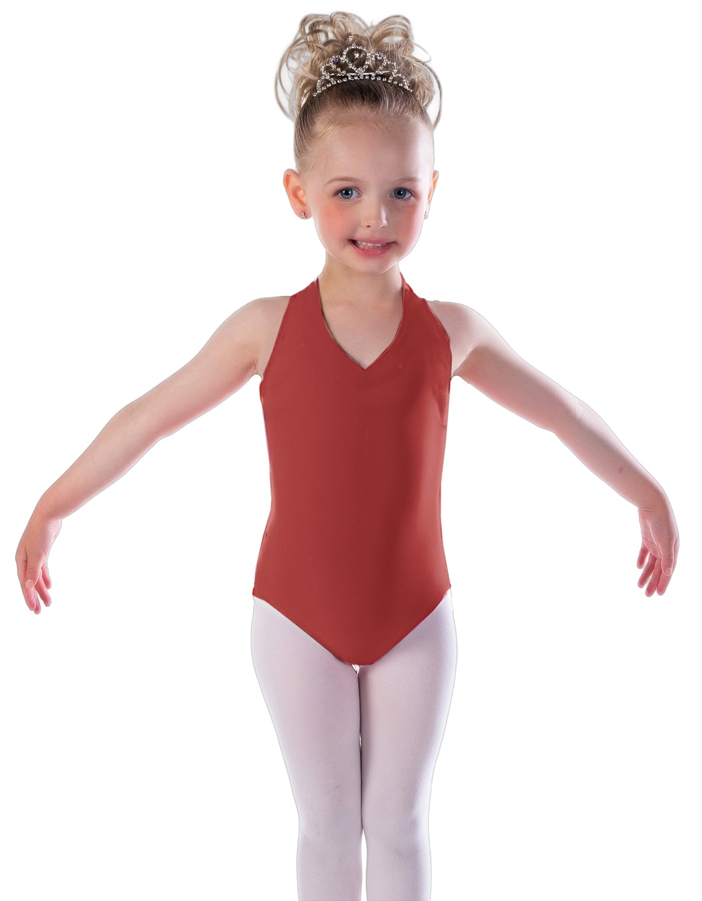 Solid Lycra Vneck Halter Leotard