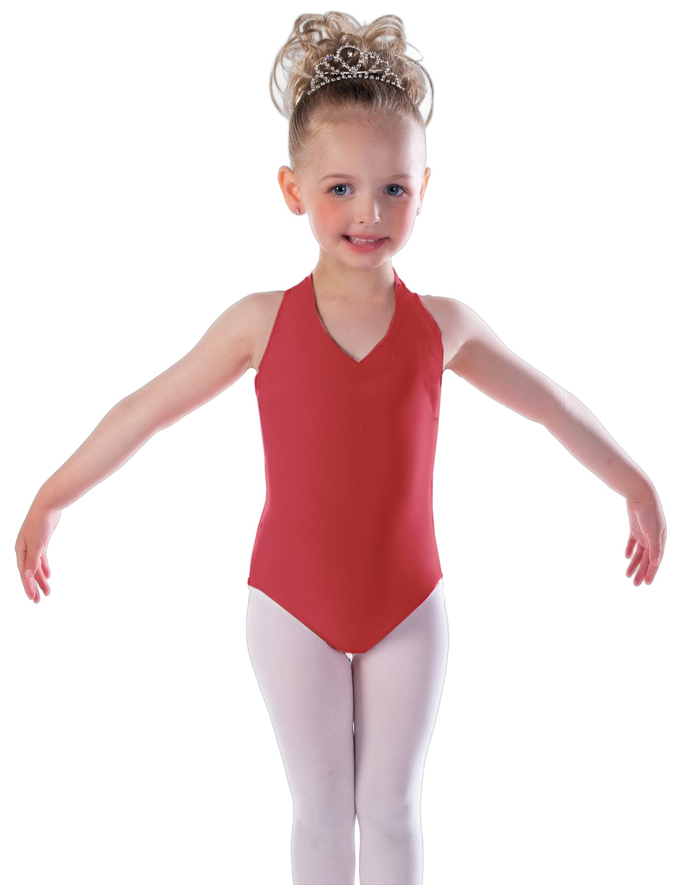Solid Lycra Vneck Halter Leotard