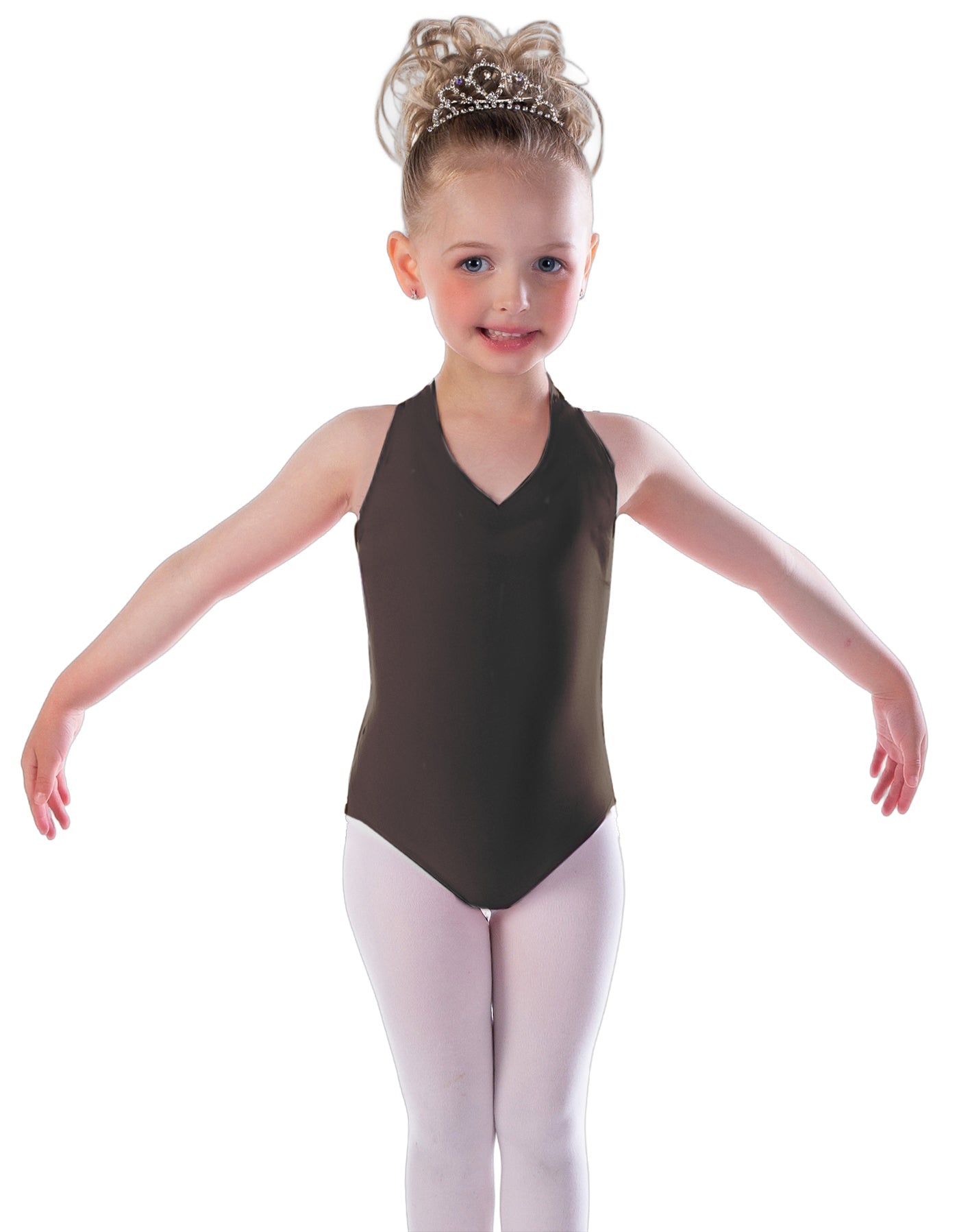 Solid Lycra Vneck Halter Leotard