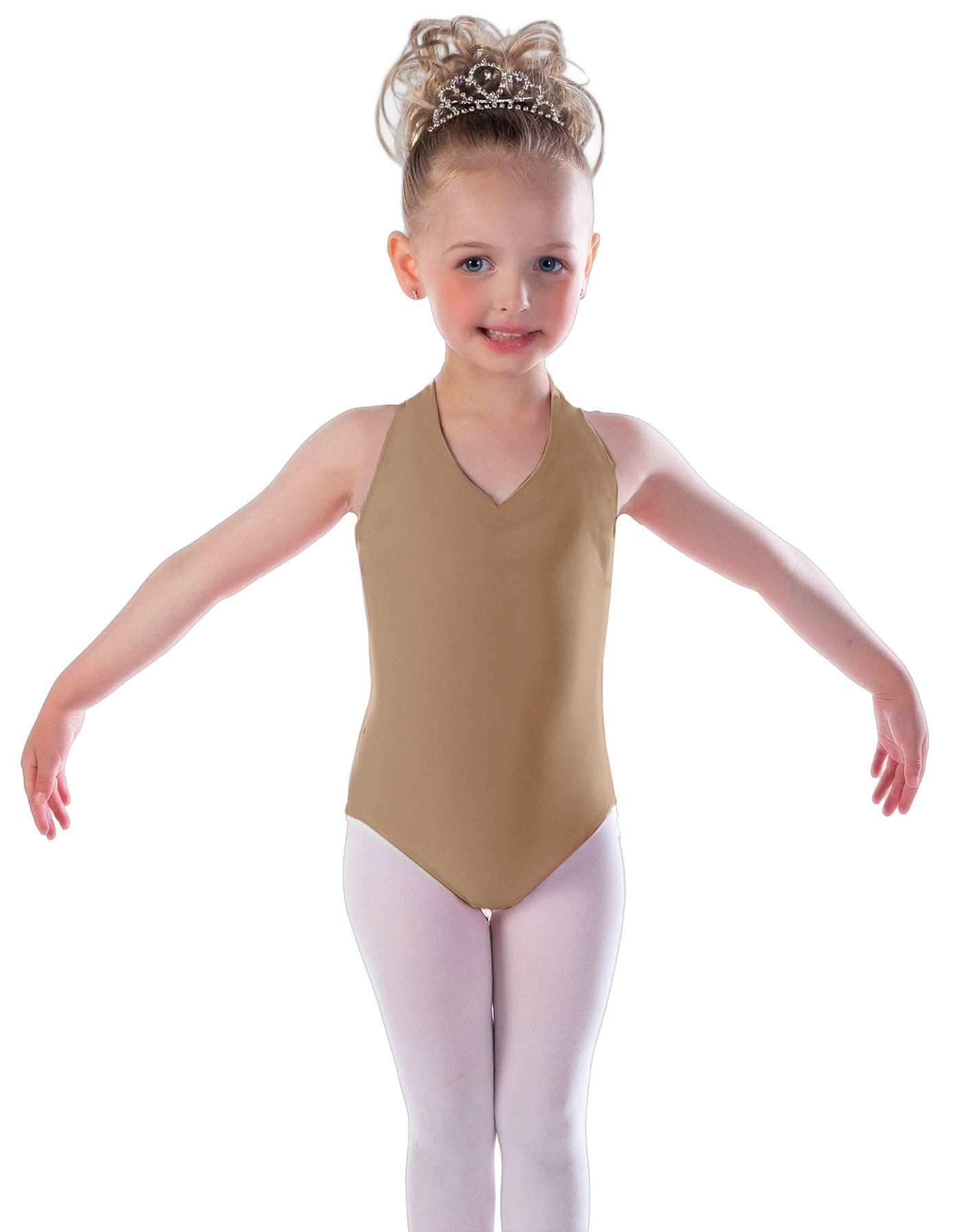 Solid Lycra Vneck Halter Leotard
