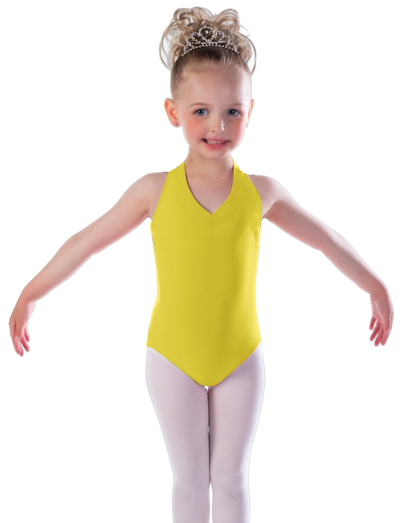 Solid Lycra Vneck Halter Leotard
