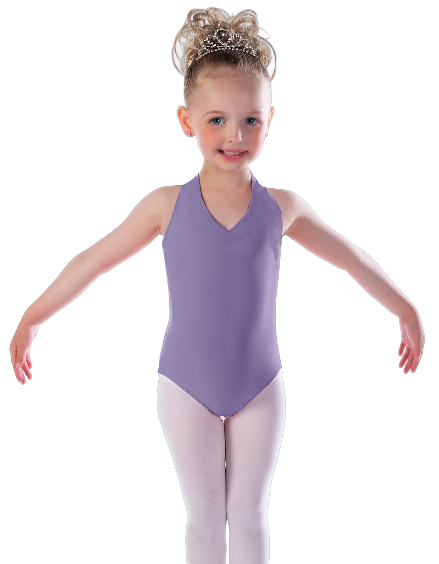 Solid Lycra Vneck Halter Leotard