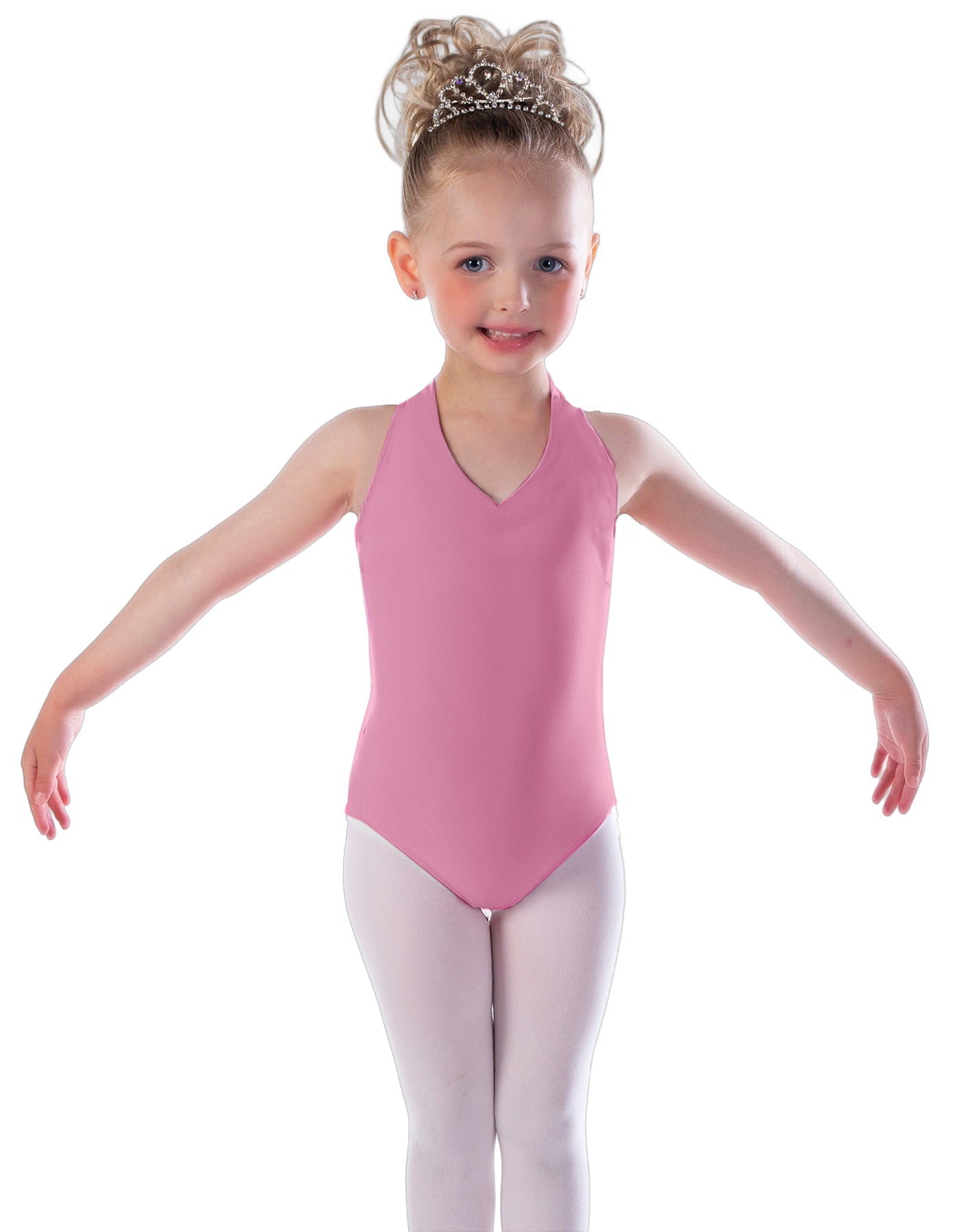 Solid Lycra Vneck Halter Leotard
