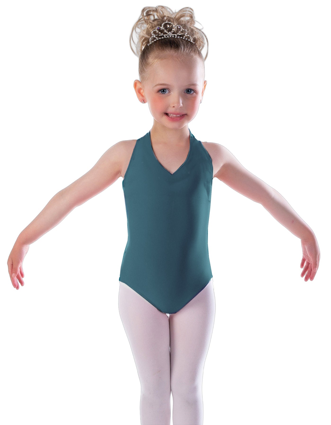 Solid Lycra Vneck Halter Leotard