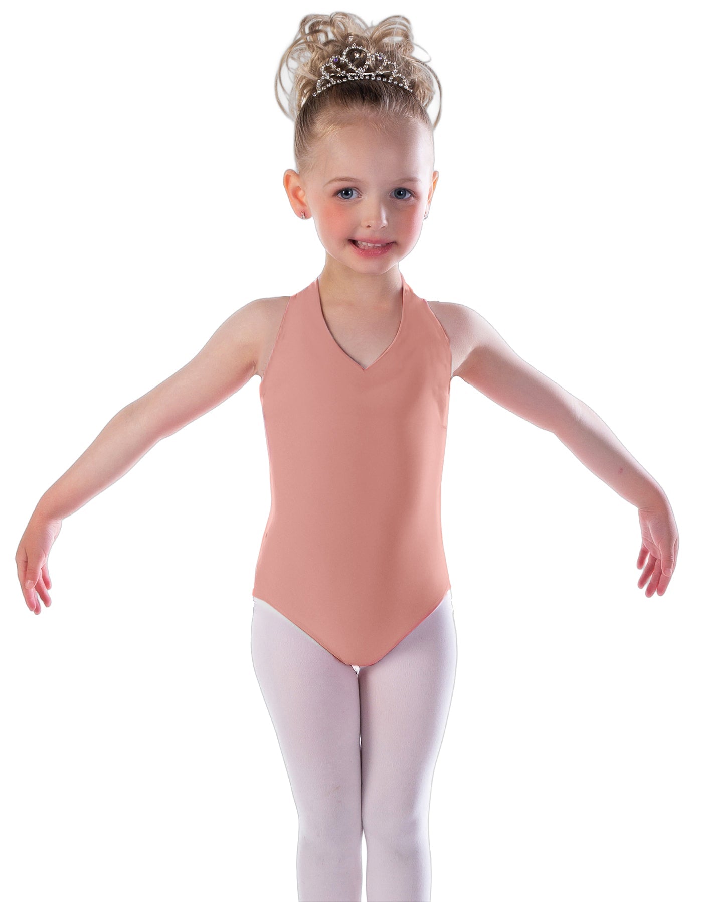 Solid Lycra Vneck Halter Leotard