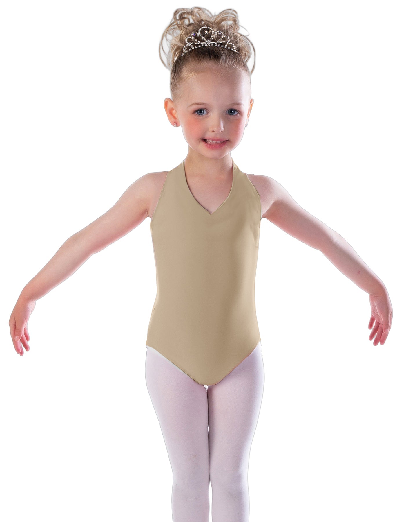Solid Lycra Vneck Halter Leotard