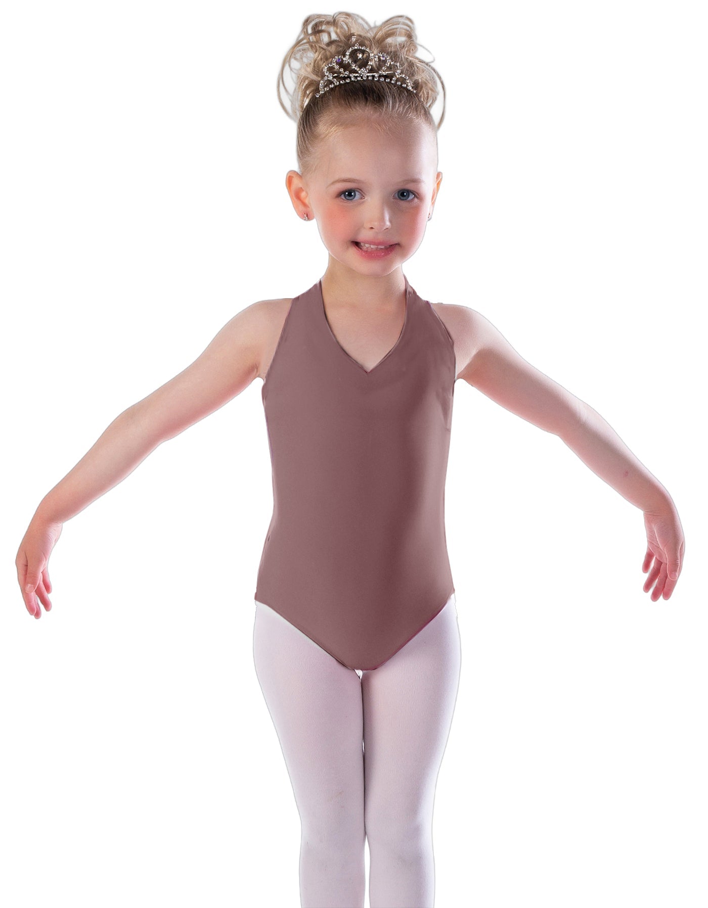 Solid Lycra Vneck Halter Leotard