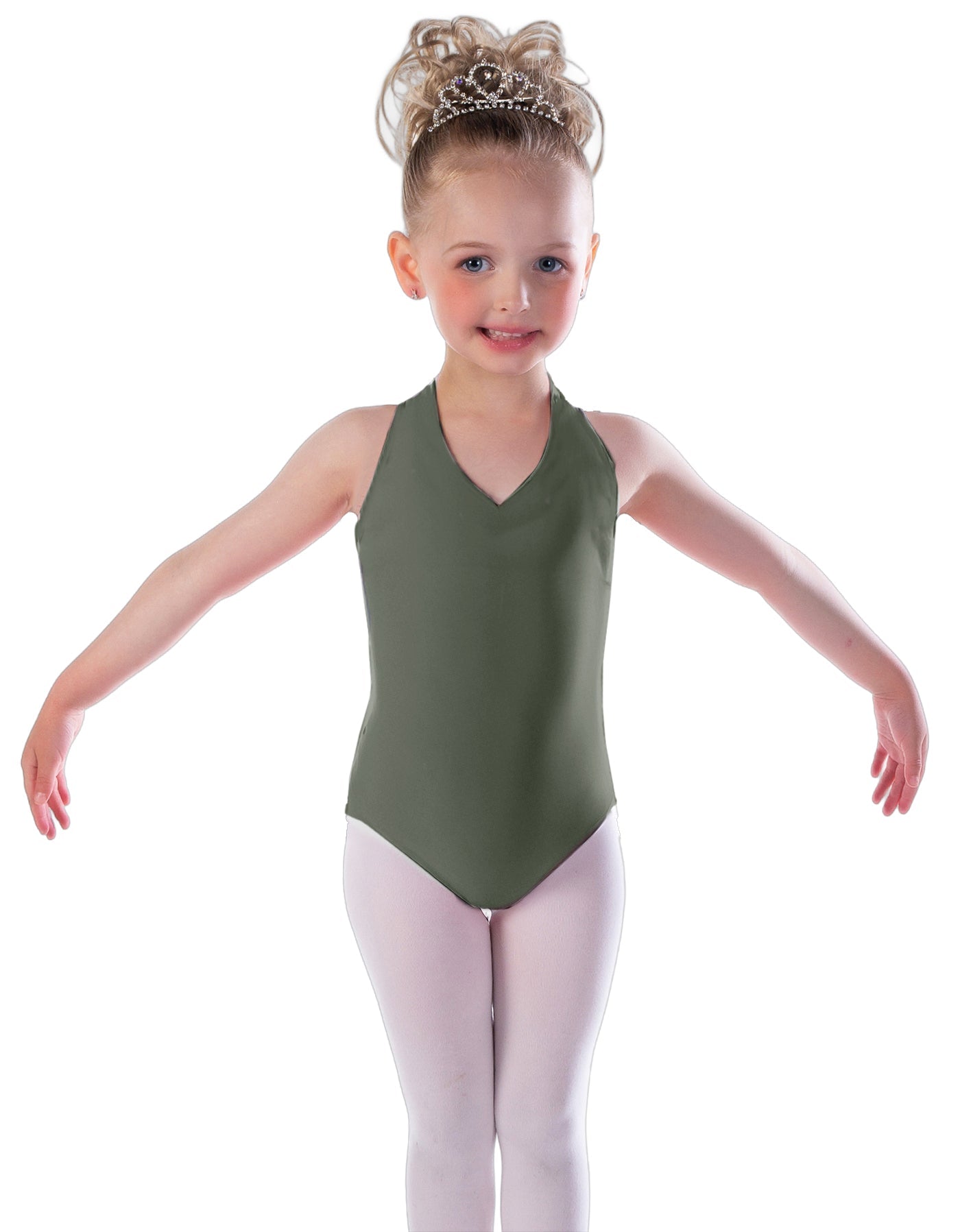 Solid Lycra Vneck Halter Leotard