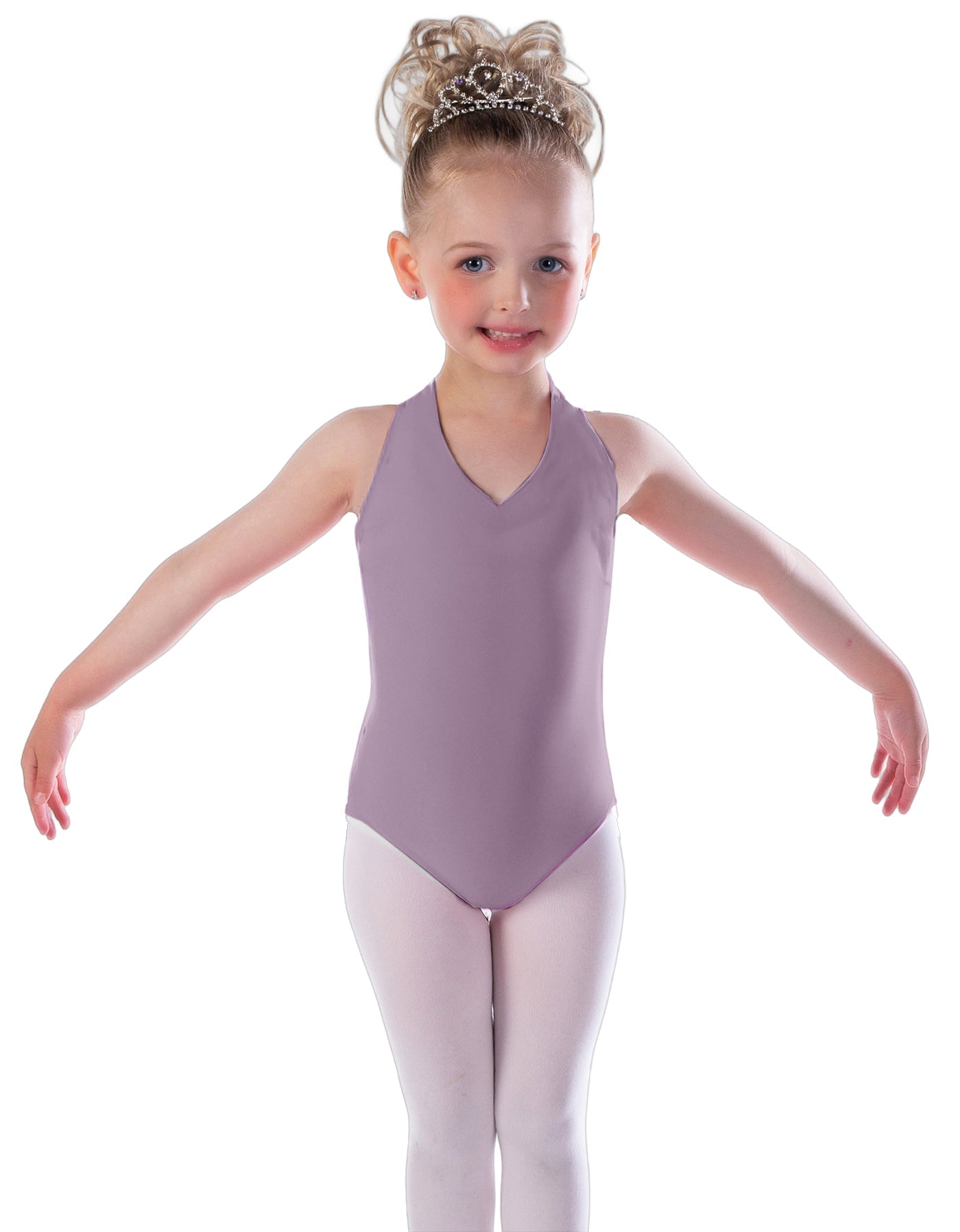 Solid Lycra Vneck Halter Leotard
