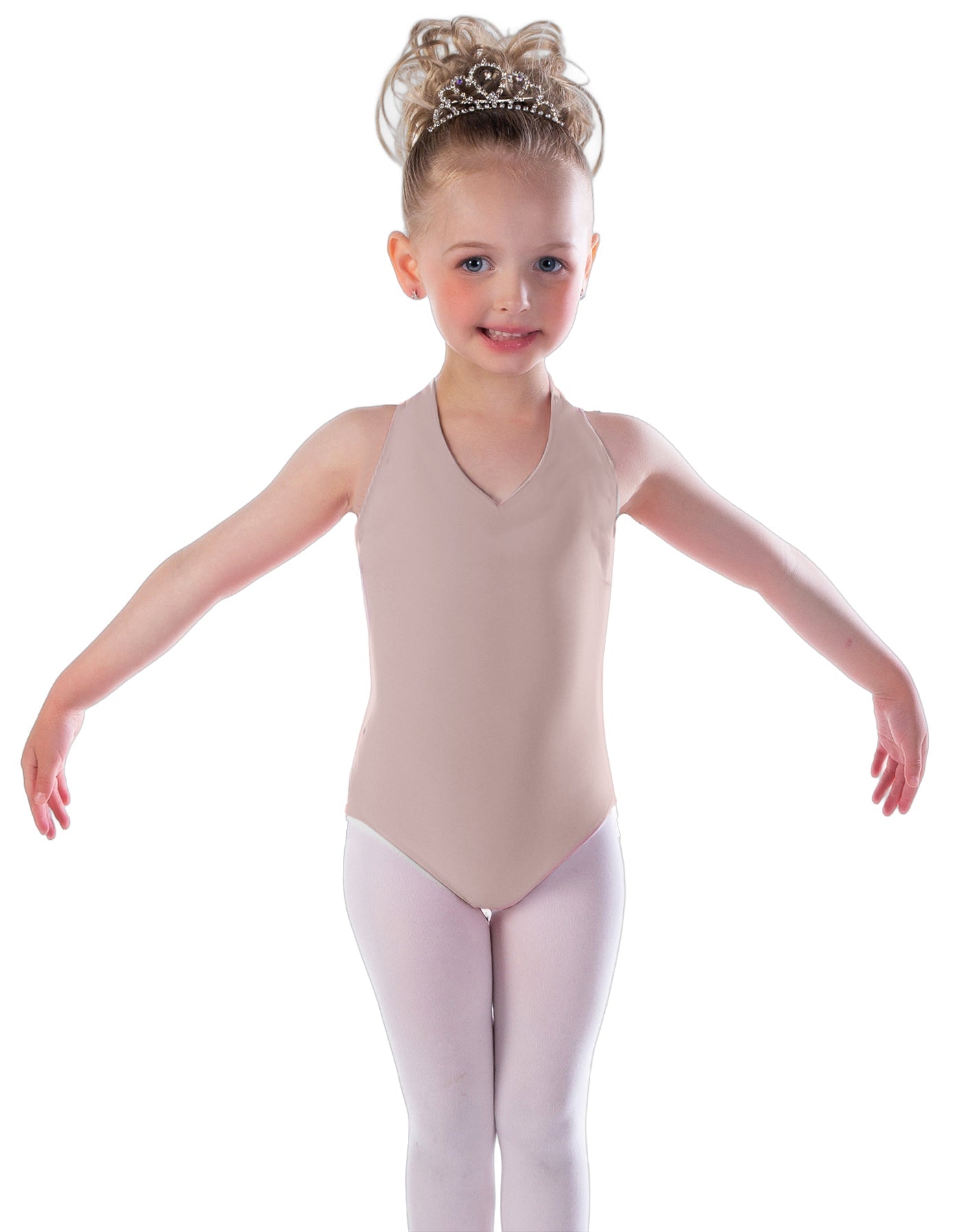 Solid Lycra Vneck Halter Leotard
