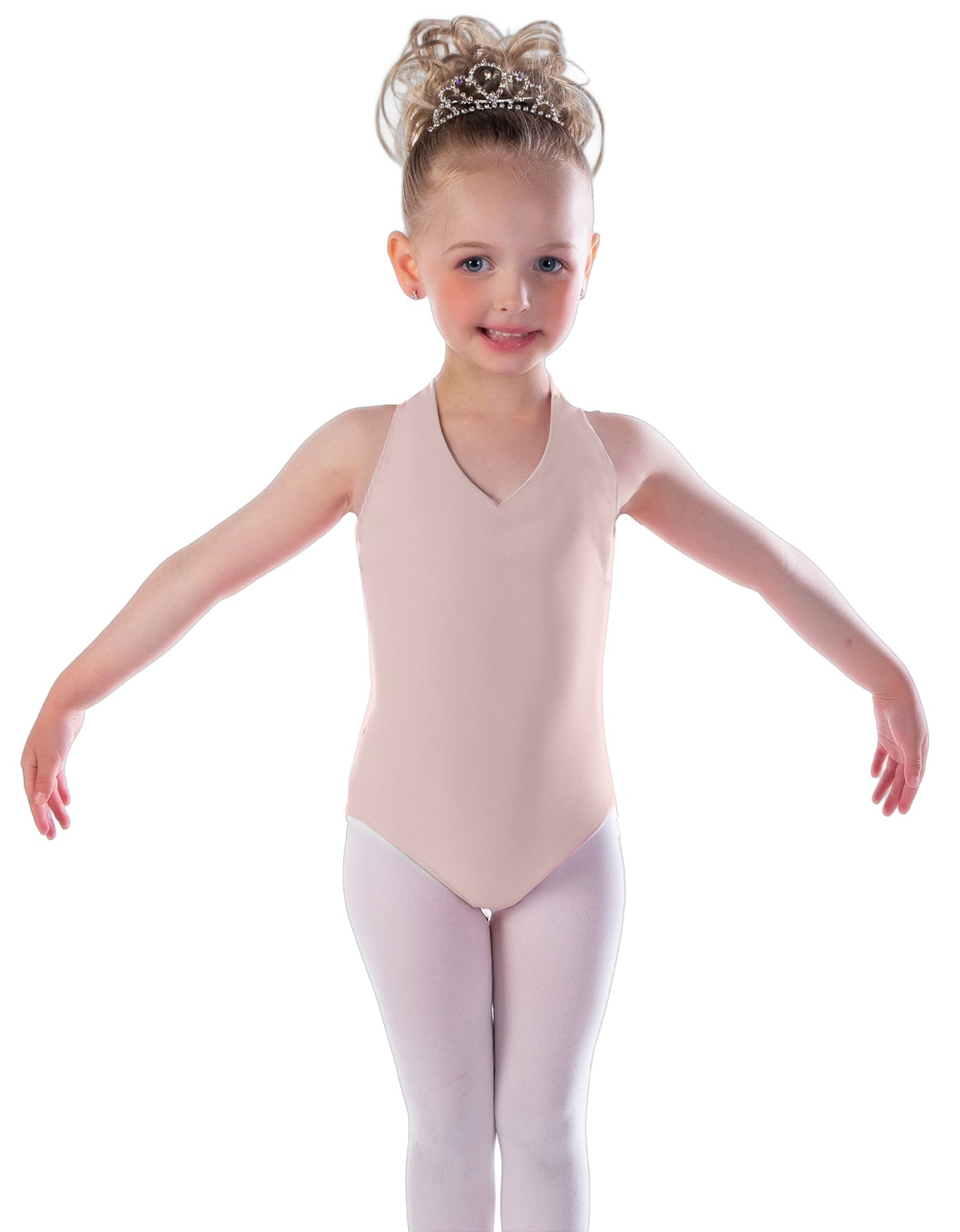 Solid Lycra Vneck Halter Leotard