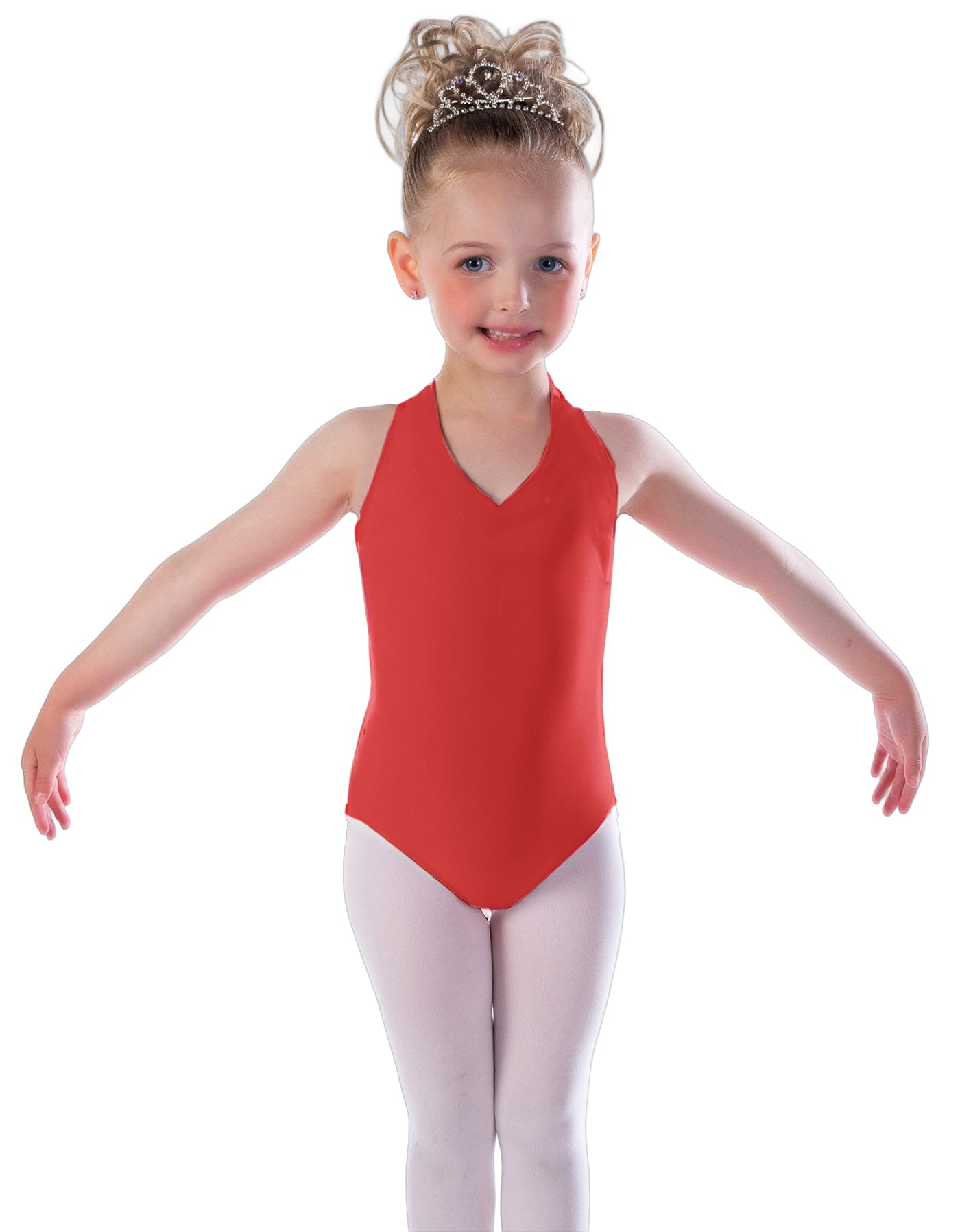 Solid Lycra Vneck Halter Leotard