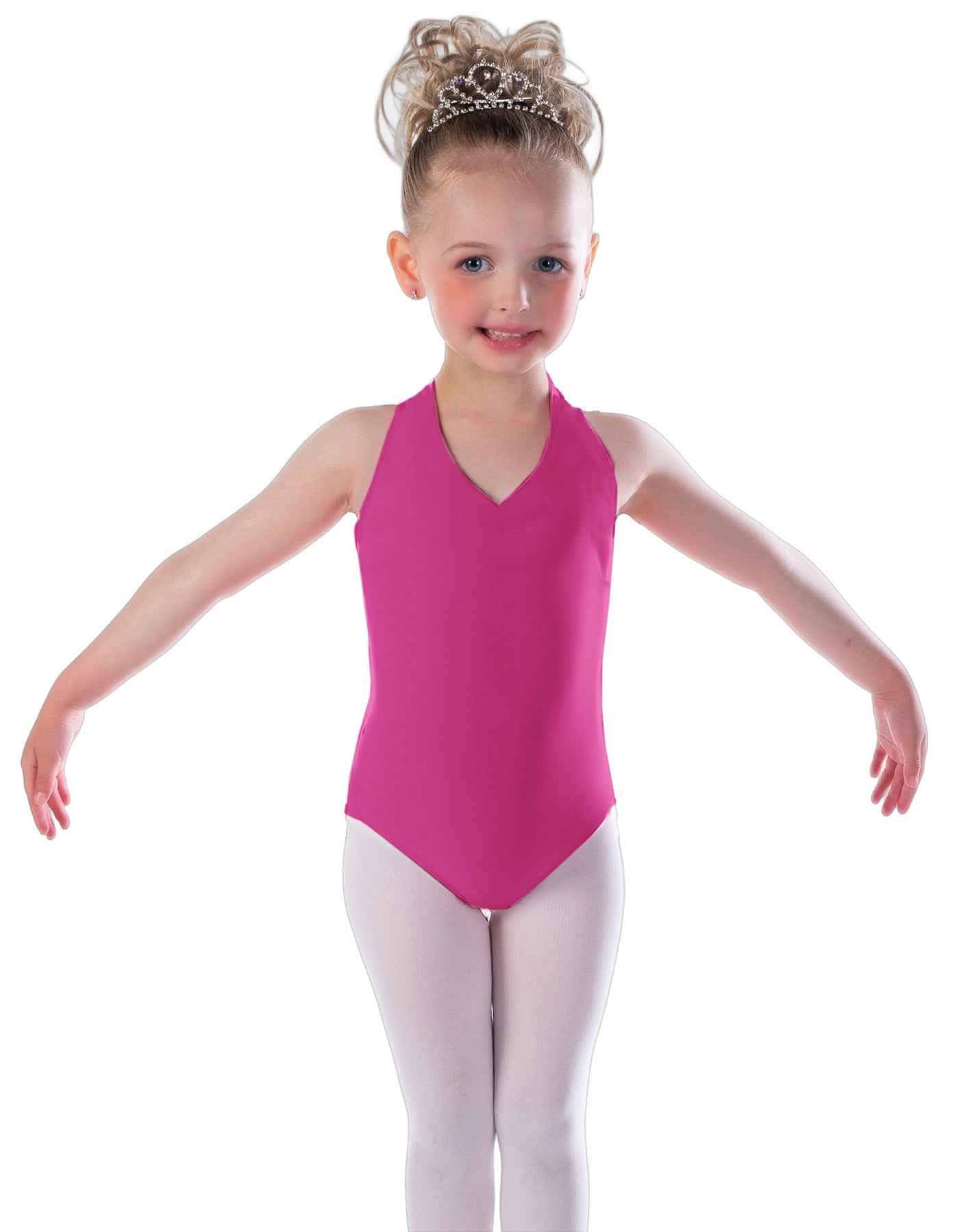 Solid Lycra Vneck Halter Leotard