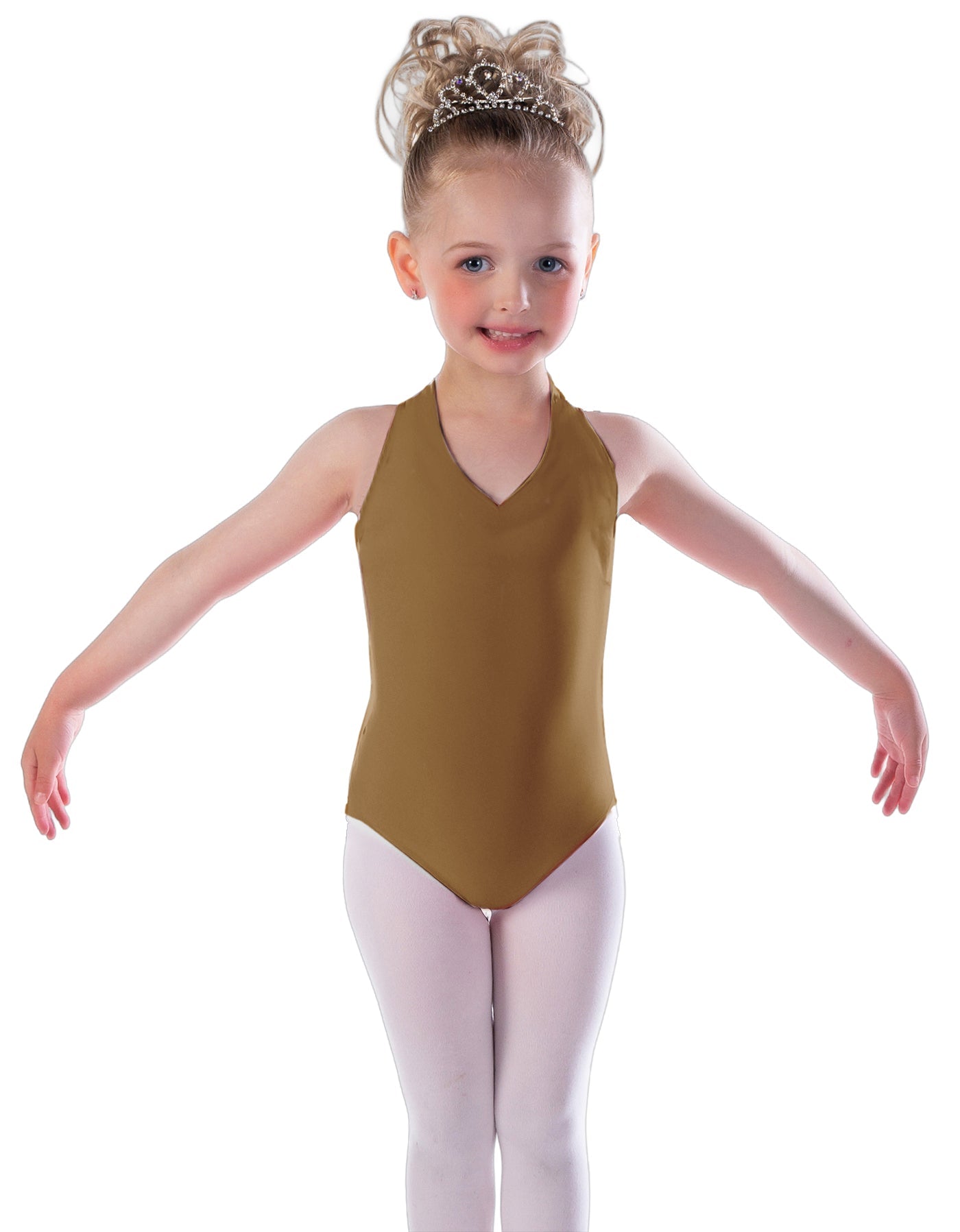 Solid Lycra Vneck Halter Leotard