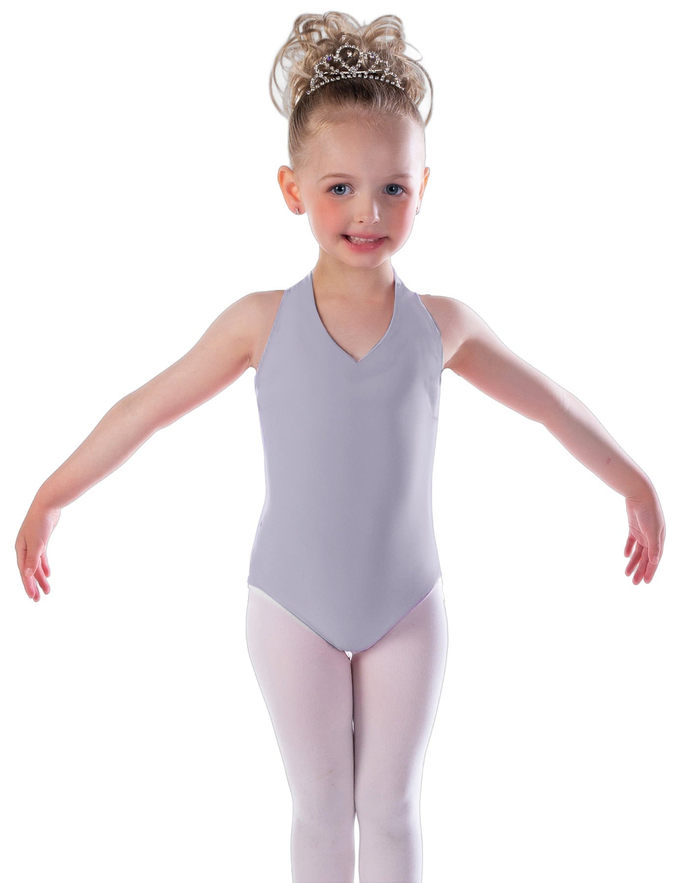 Solid Lycra Vneck Halter Leotard