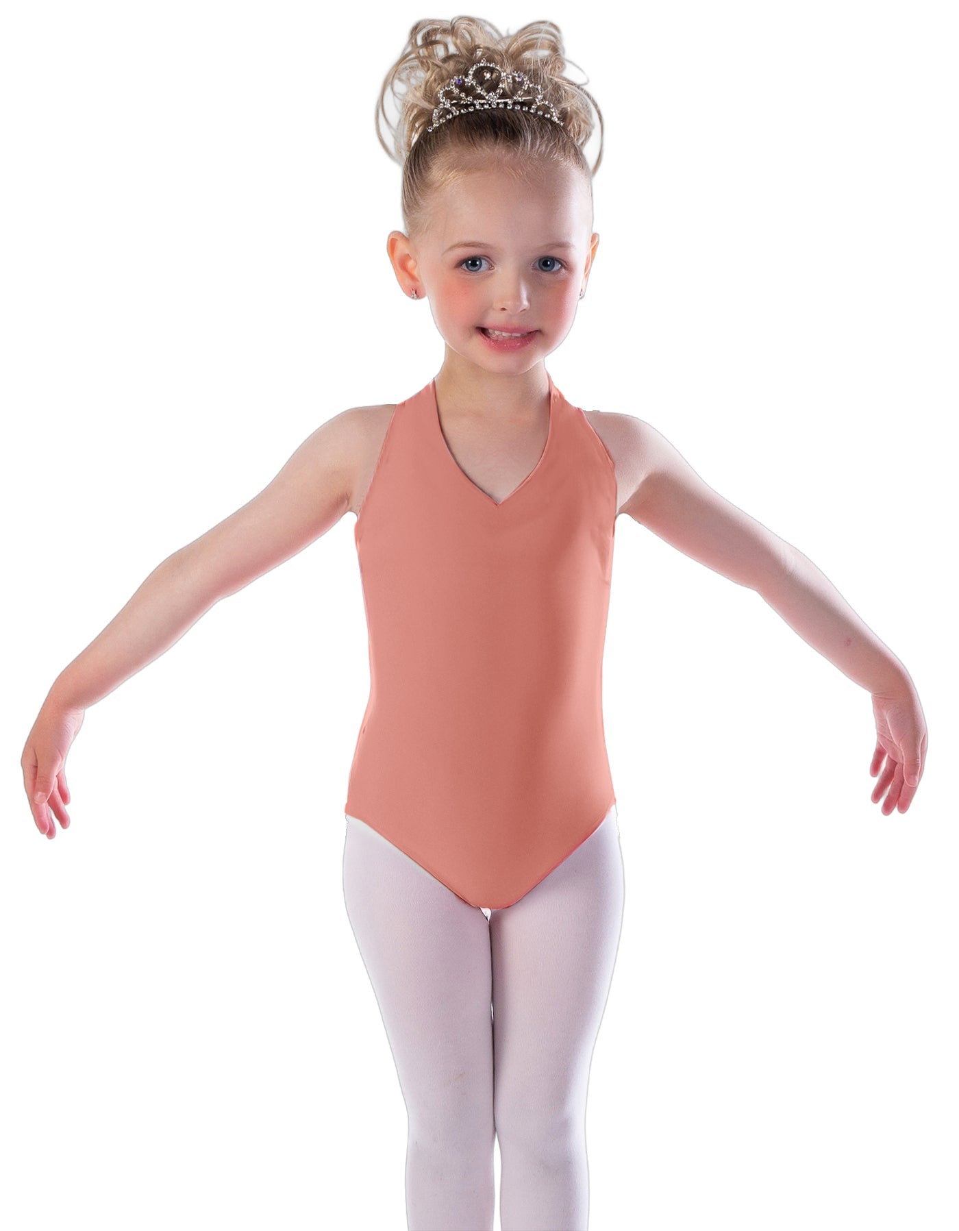 Solid Lycra Vneck Halter Leotard
